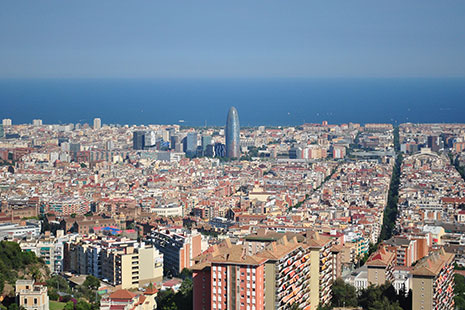Vista aérea de los barrios de Barcelona