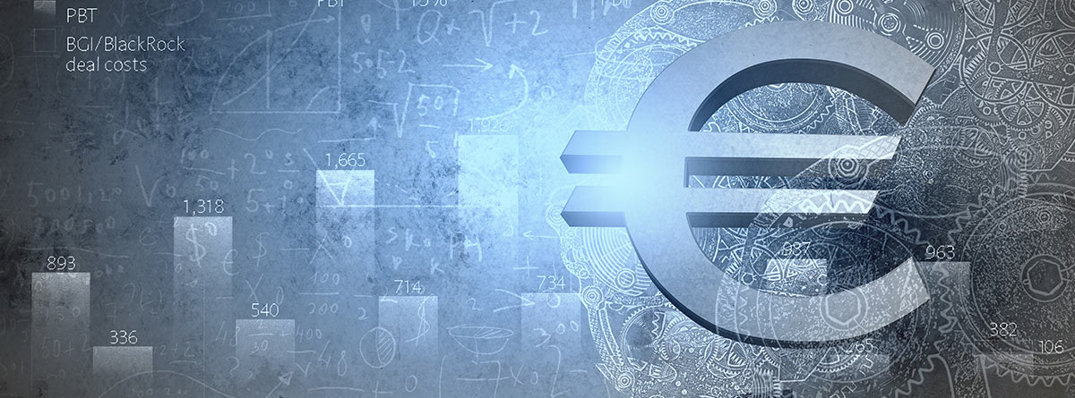 Símbolo del euro sobre unos gráficos
