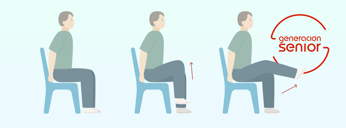 Ilustración de ejercicio extensión de rodillas