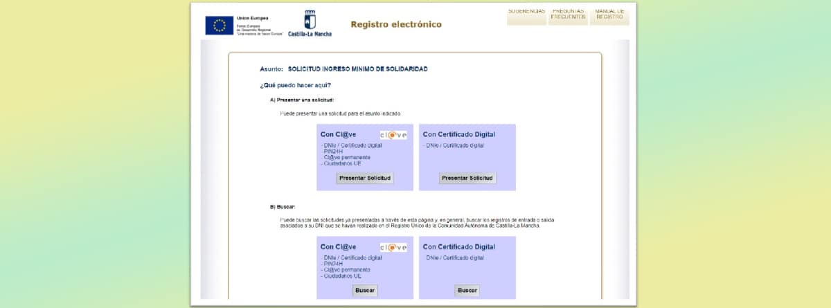Registro electrónico de Castilla-La Mancha.