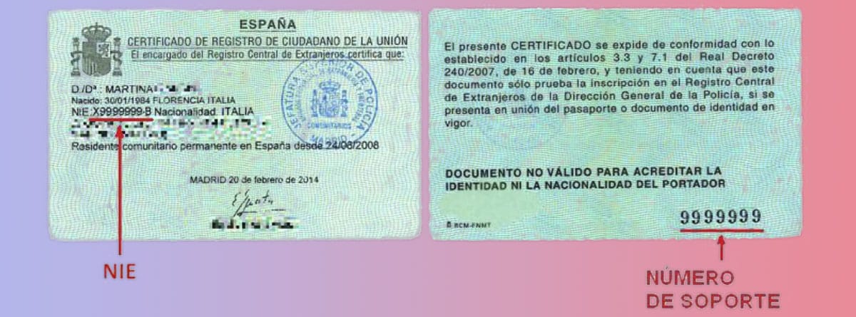 Certificado de registro de ciudadano de la Unión
