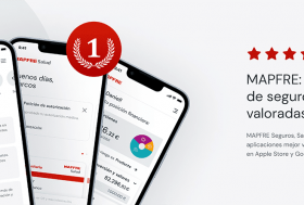 tres pantallas de móvil con las apps de MAPFRE