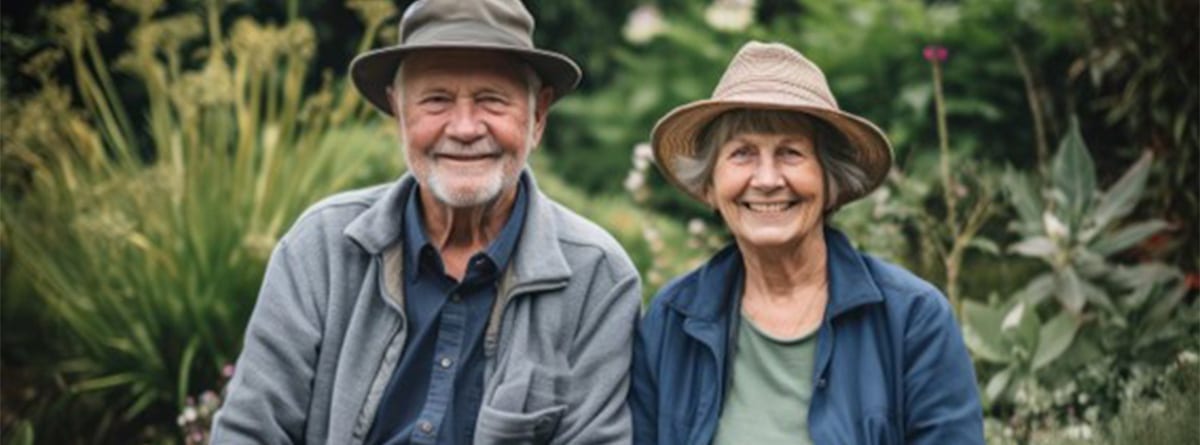 Pareja de señores mayores con sombrero 